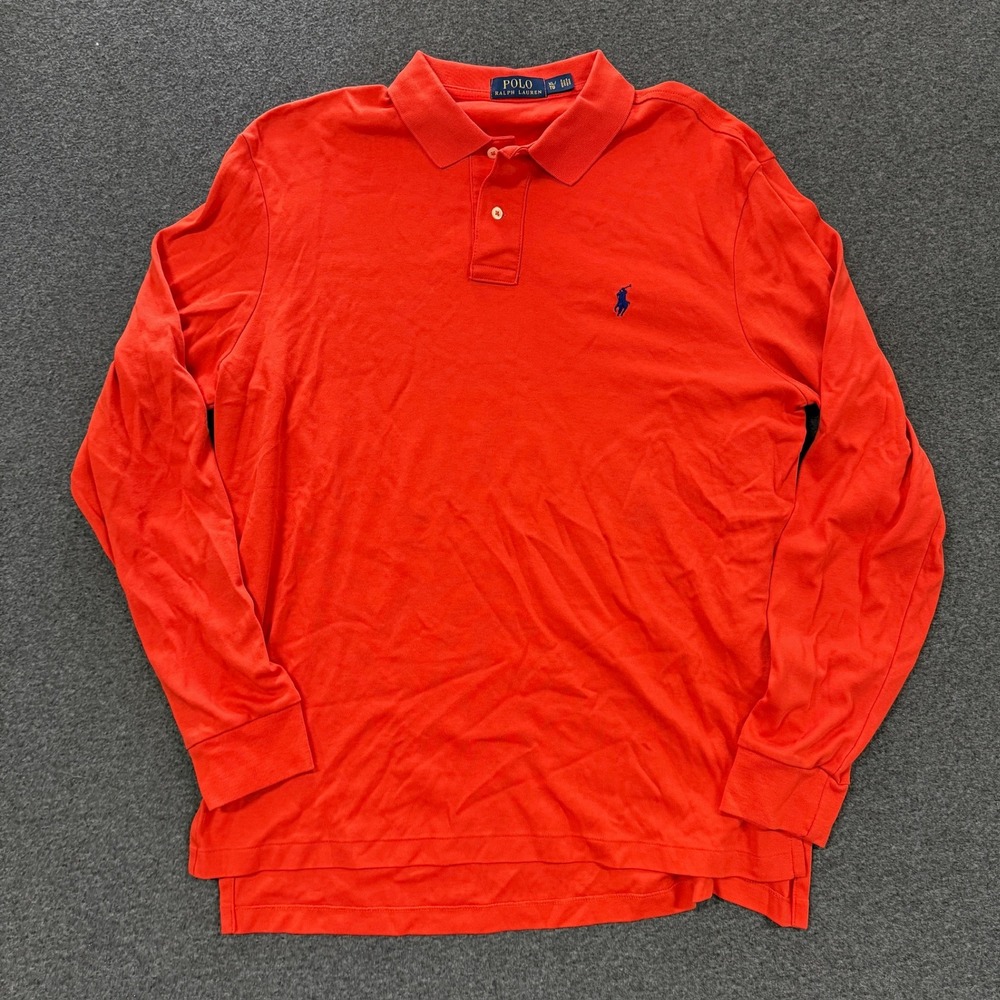 Polo Ralph Lauren Long Sleeve Polo Mens XL Orange Good Pony Logo